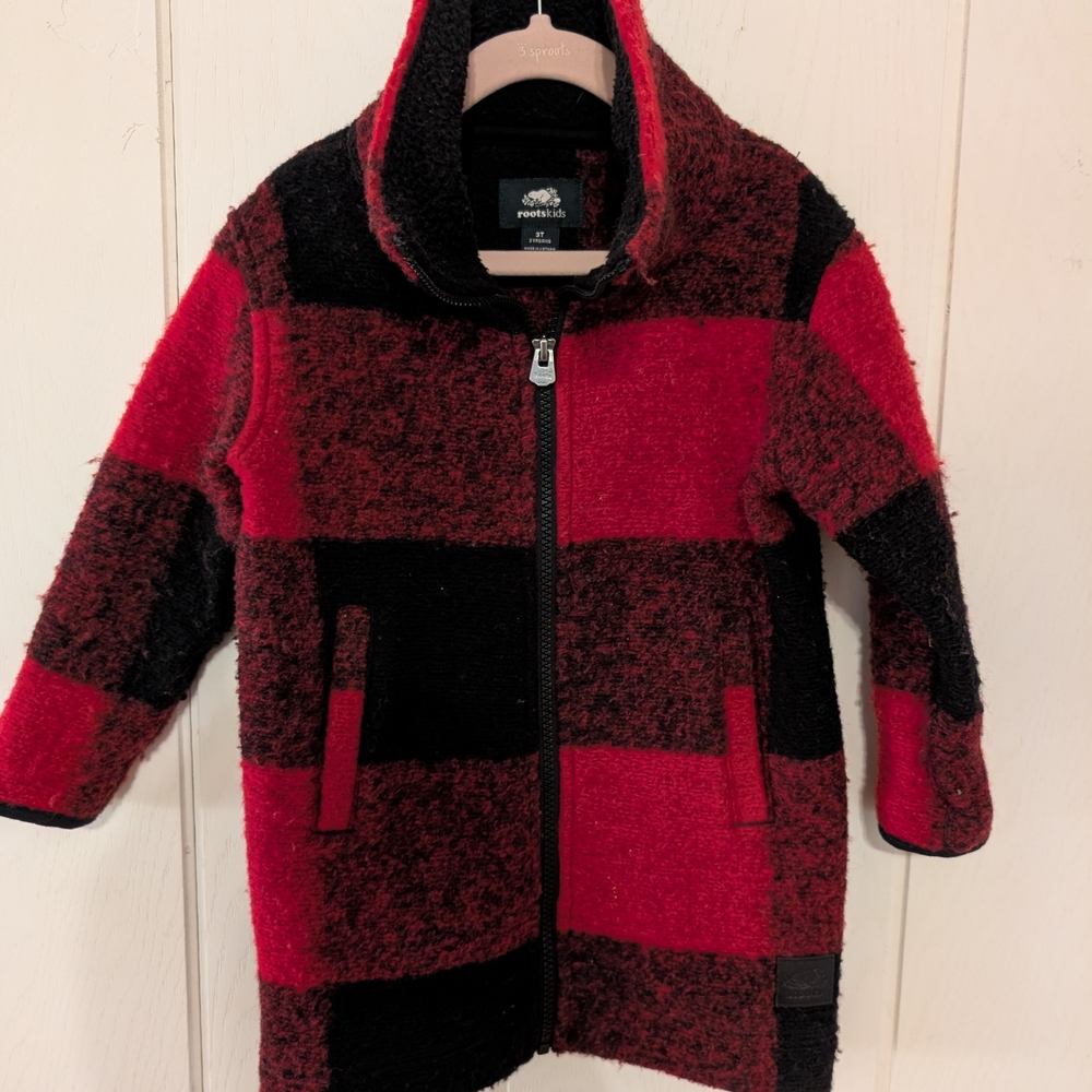 Roots Kids Red and Black Fleece Hoodie